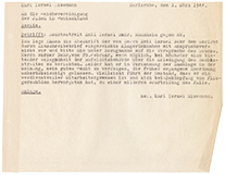 Brief an die Reichsvereinigung, Din A 5 Querformat auf Schreibmaschine getippt, Durchschlag, sehr dünnes Papier